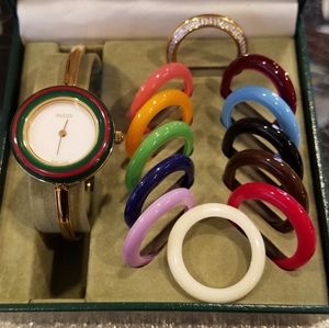 Gucci interchangeable bezel watch gold tone
